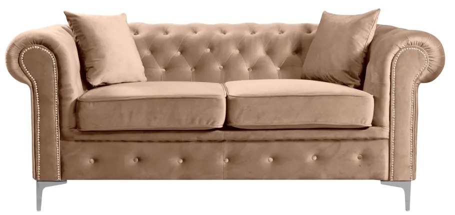 Canapea extensibilă de lux 2 locuri, stofă maro deschis Velvet, ROMANO