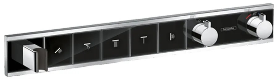 Baterie dus incastrata cu 5 functii Hansgrohe Rainselect cu termostat negru-crom