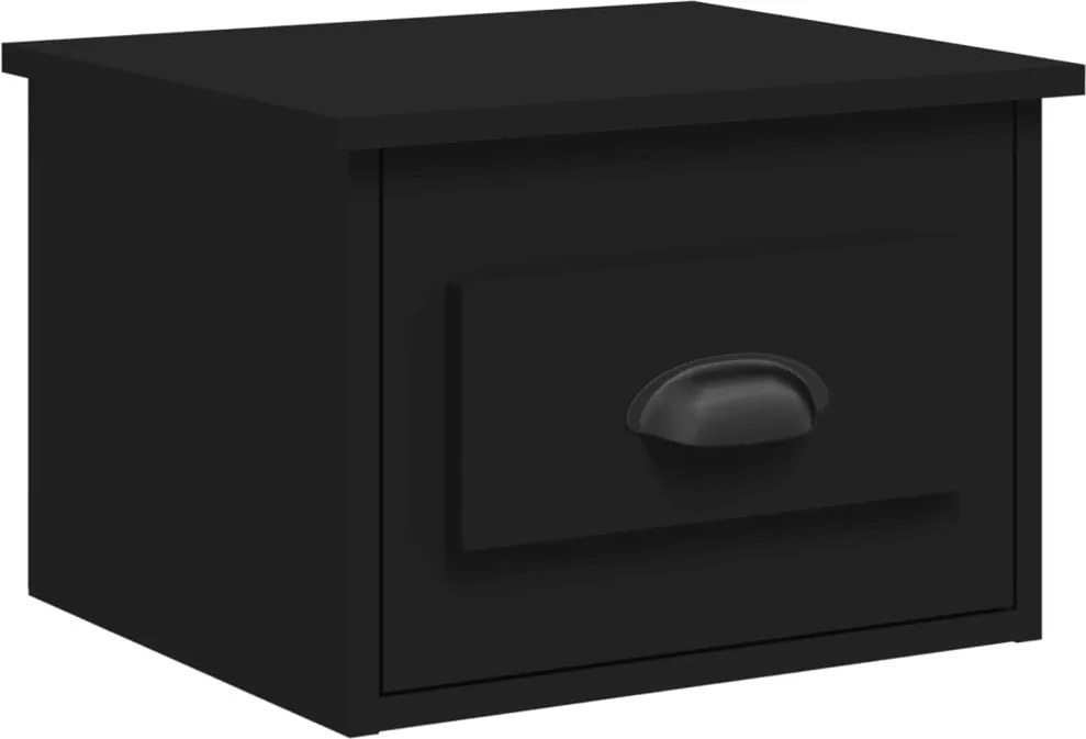 vidaXL Noptieră de perete, negru, 41,5x36x28 cm