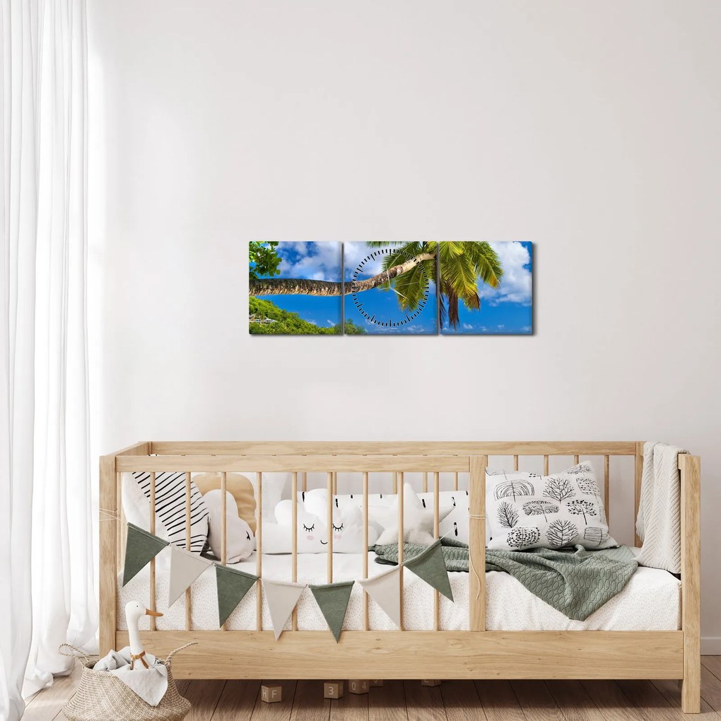 Tablou - Seychelles (cu ceas) (90x30 cm)