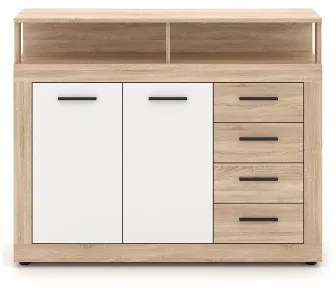 Comodă RUNA, stejar Sonoma/alb