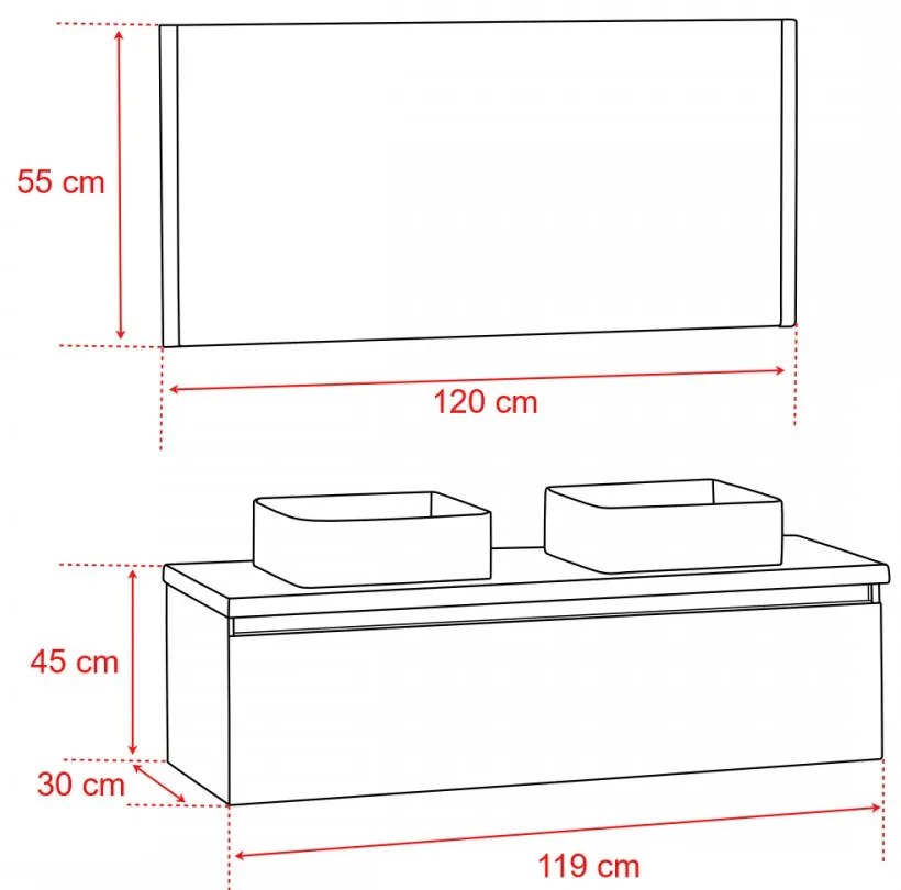Mobilier complet de baie Elois White 120 cu 1 sertar