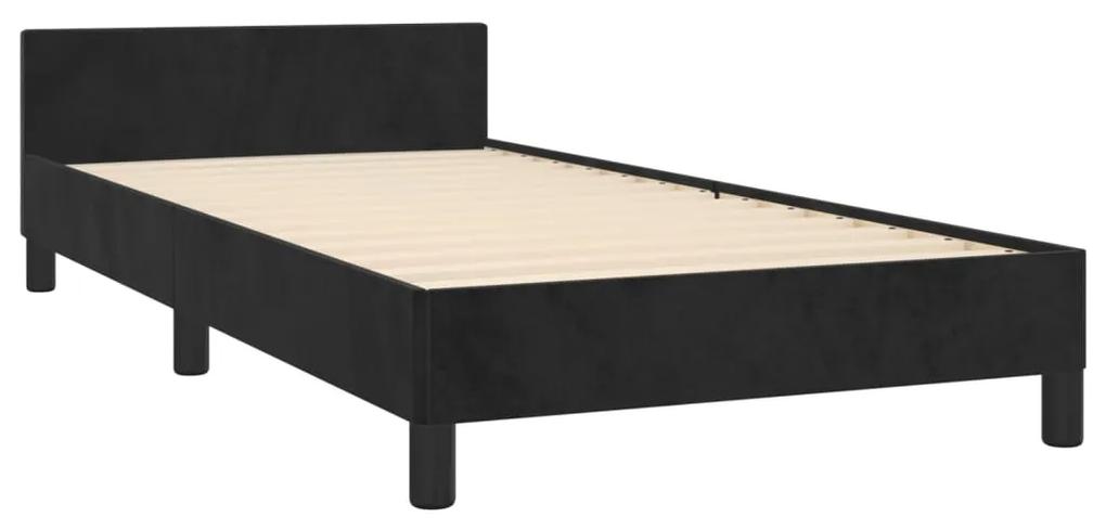 Cadru de pat cu tablie, negru, 100x200 cm, catifea Negru, 100 x 200 cm, Cu blocuri patrate