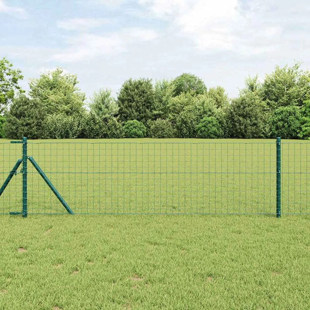 vidaXL Stâlpi de Gard 2 pcs Verde 120 cm Oțel vopsit în pulbere