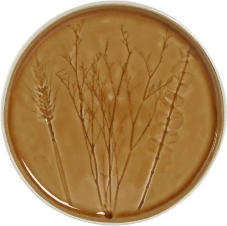 Farfurie HORECA Shabby emailată galben din ceramică stoneware cu finisaj lucios – "Floralis"
