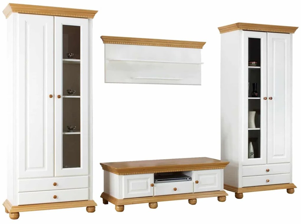 Set Living Margaret, Lemn Masiv, Model A, Alb/Natur