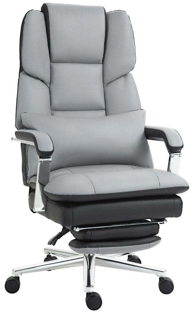 HOMCOM Scaun de birou, ergonomic, reglabil, 63x71x123-129cm, Gri deschis/Negru | Aosom Romania