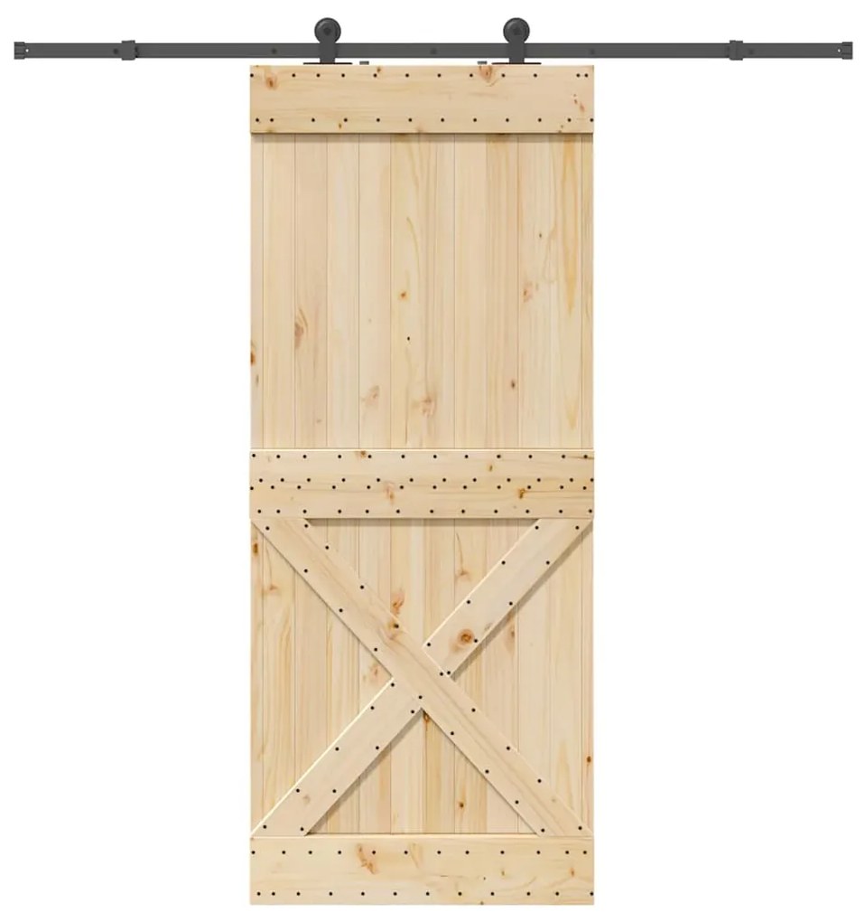 vidaXL Ușă glisantă cu set de feronerie 95x210 cm, lemn masiv de pin