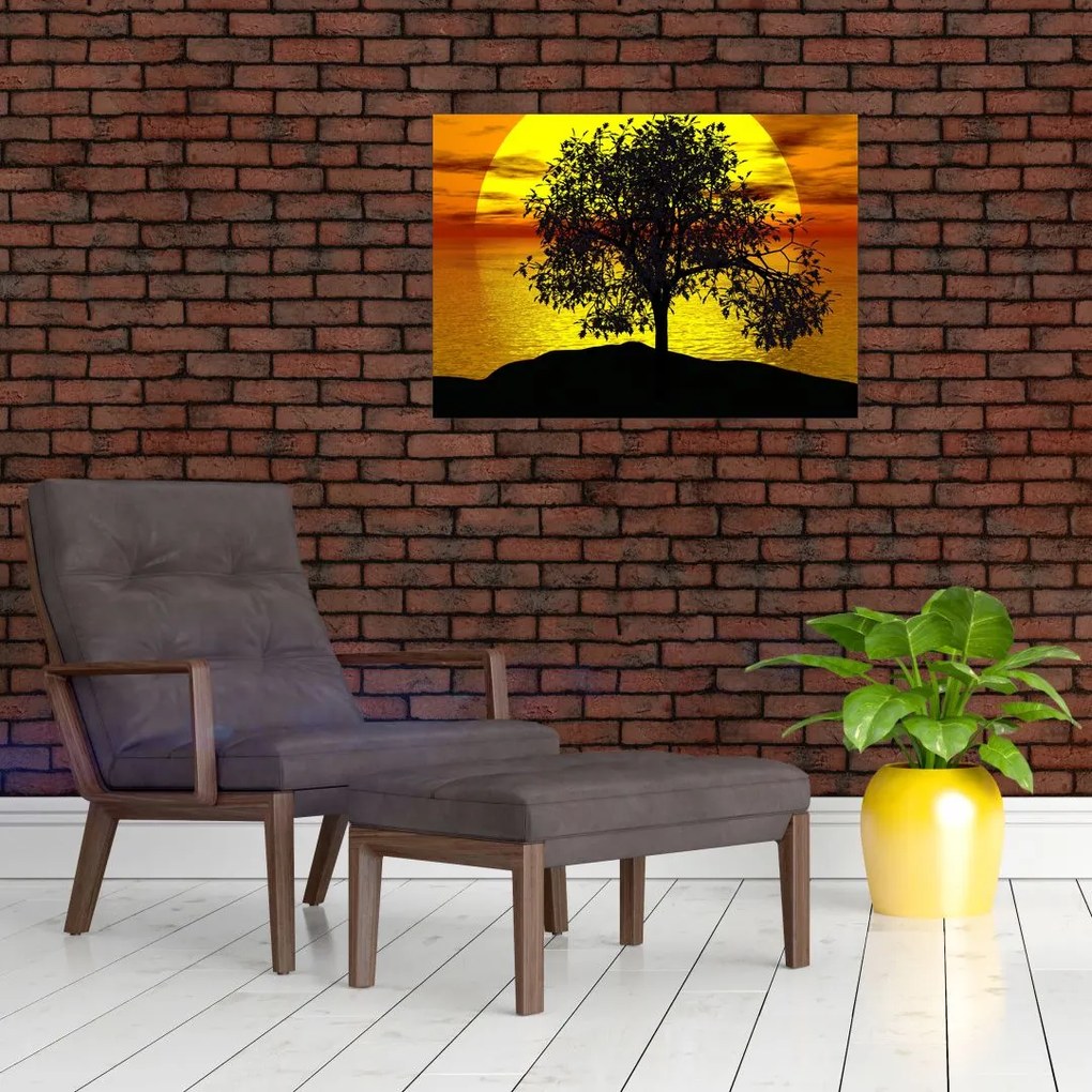 Tablou pe sticlă - Silueta copacilor (70x50 cm)
