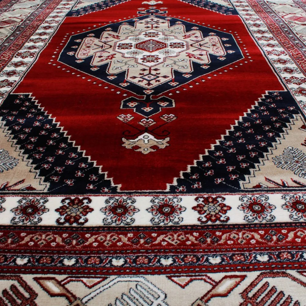 Covor clasic burgundia Turkmen 200x300 covor poliester mecanic pentru living sau dormitor