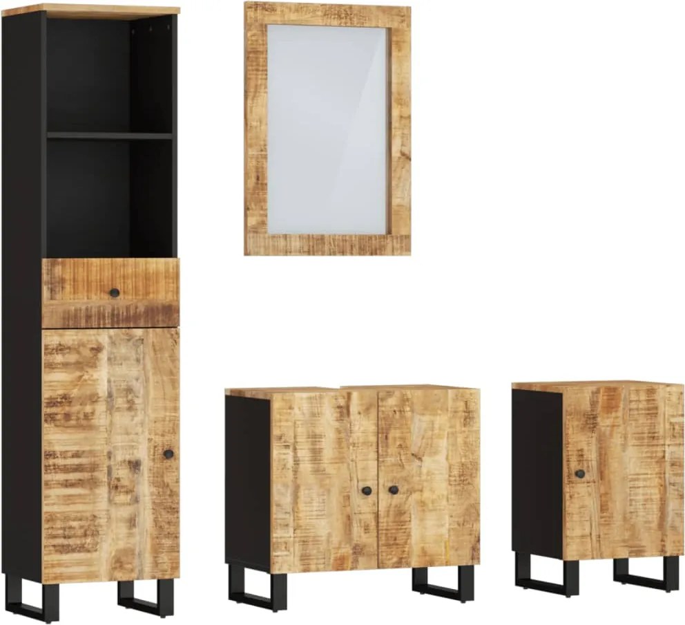 vidaXL Set mobilier de baie, 4 piese, lemn masiv de mango
