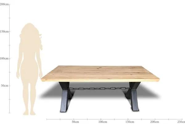 Masa dining fixa 220 cm, lemn masiv, natur/negru Kette