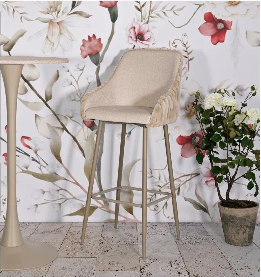 Scaune de bar crem cu cotiere 2 buc. tapițate (înălțime șezut 78 cm) Alaska – Mauro Ferretti