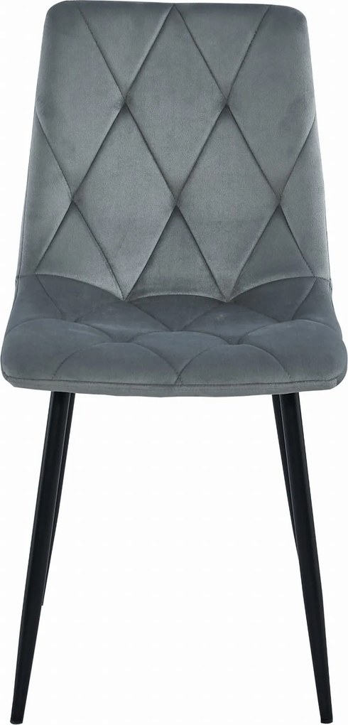 OFERTA Scaun de dining din catifea gri LIBRA cu picioare negre II. calitate