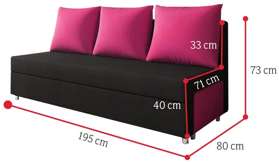 Supermobel Canapea tapițată RITA, gri+verde (alova 48/alova 42)