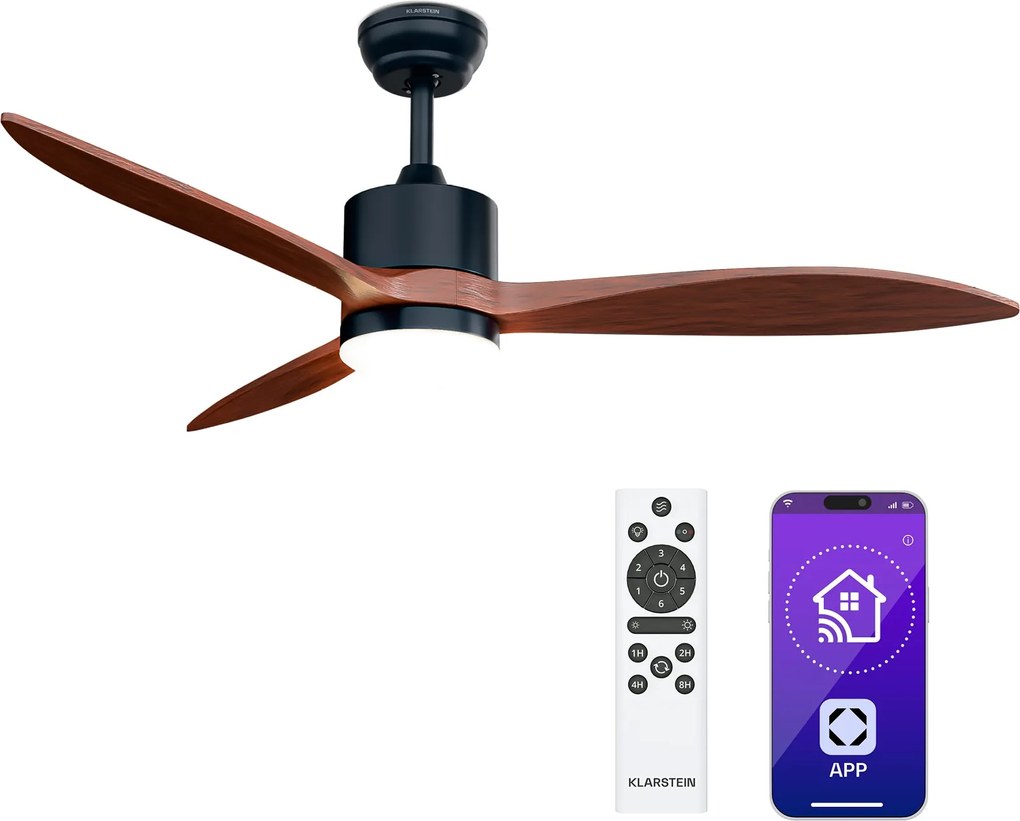 Klarstein SkyBreeze Smart ventilator de tavan, Utilizare interioară și exterioară, Control inteligent, IP44, 40 dB