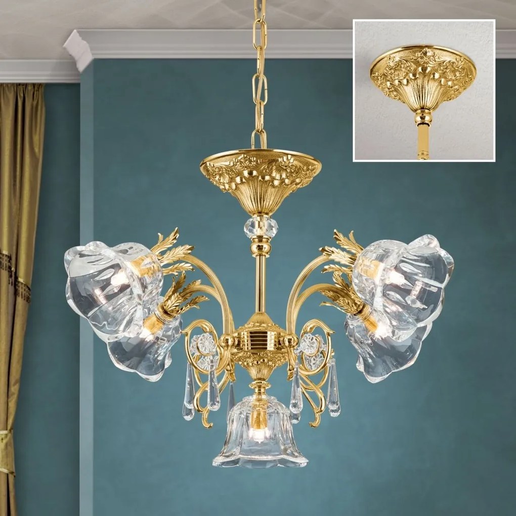 Candelabru cristal design lux LA BOHEME D-60cm 5L gold plated