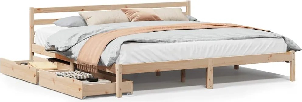 vidaXL Cadru de pat fără saltea, 200x200 cm, lemn masiv pin