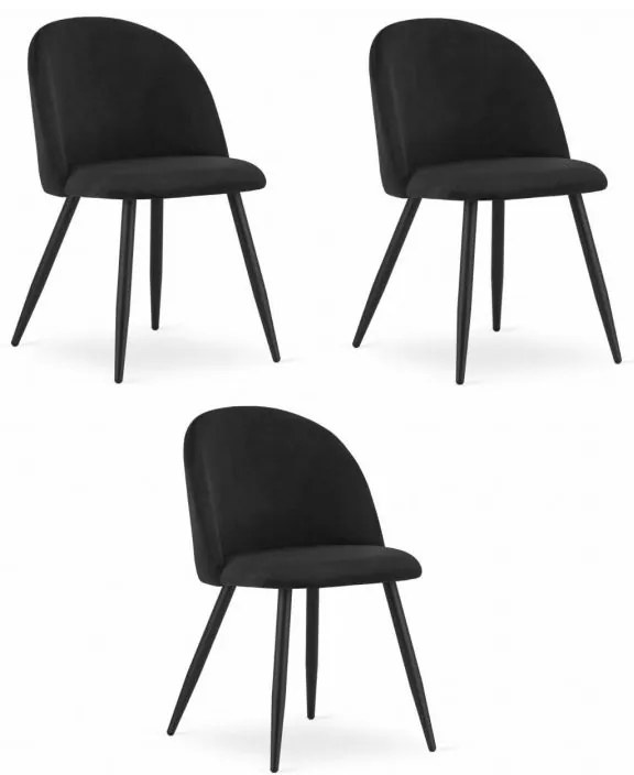 Scaun Bucatarie Si Dining BELLO Catifea Negru /Picioare Negre x 3 Buc