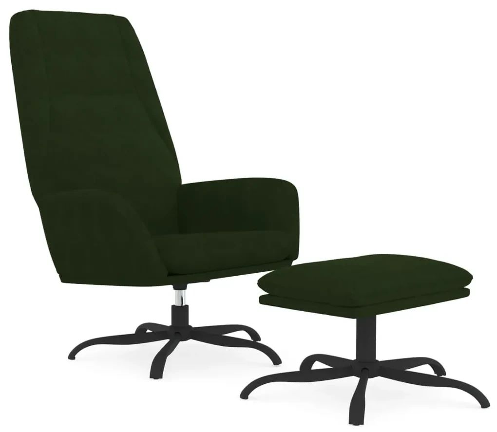 3097839 vidaXL Scaun de relaxare cu taburet, verde închis, catifea