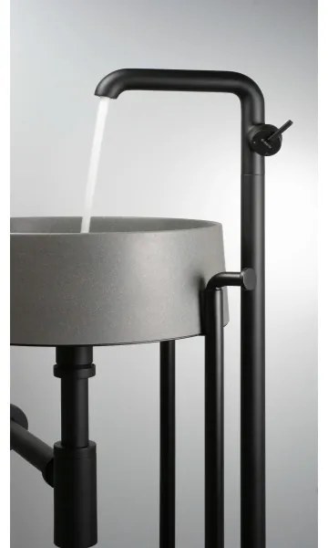 Deante CQS_SU4S - Lavoar pe blat SILIA, Ø 36 cm, granit/gri metalizat