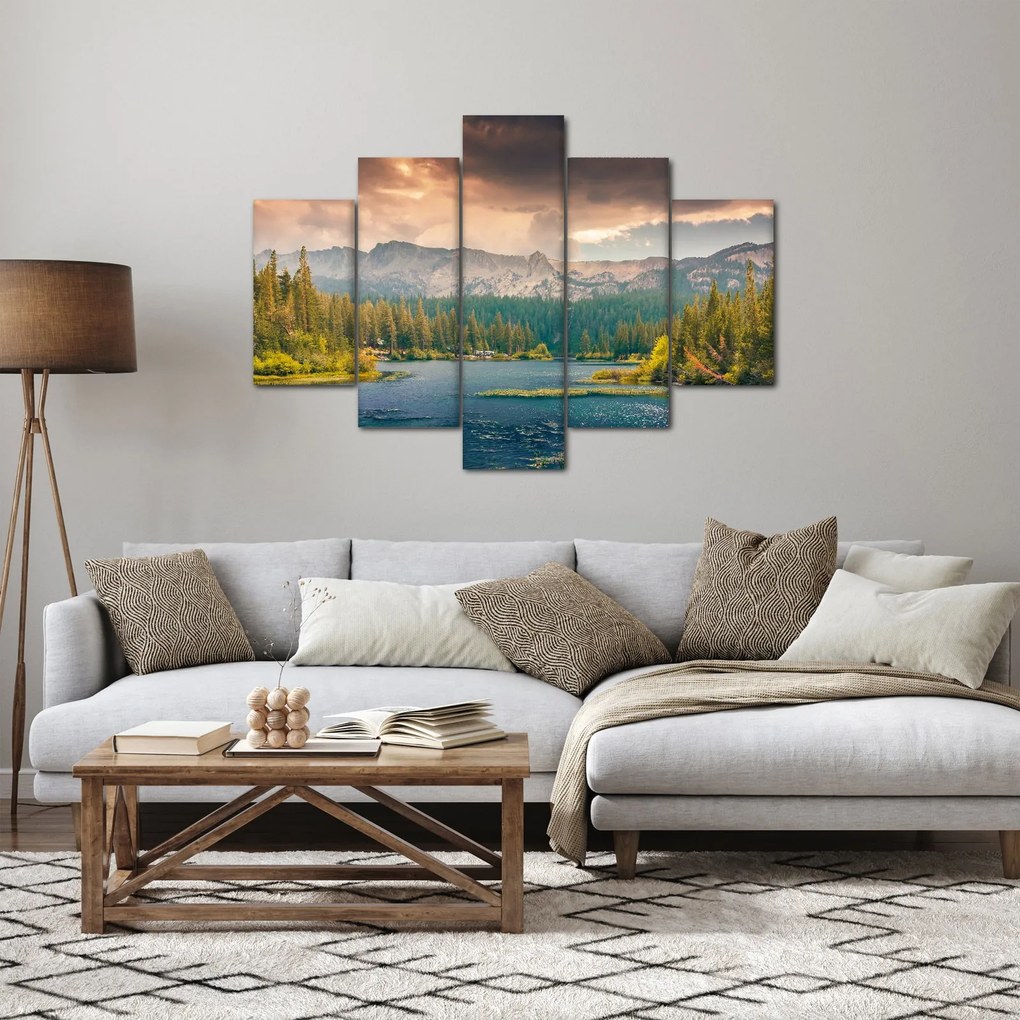 Tablou cu râu montan și munți (150x105 cm)