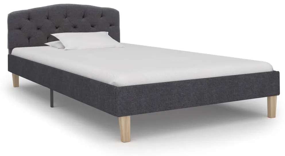 284925 vidaXL Cadru de pat, gri închis, 100x200 cm, material textil