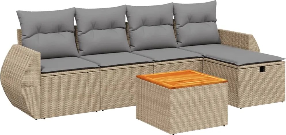 vidaXL Set canapele de grădină, 6 piese, cu perne, bej, poliratan