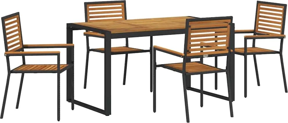 vidaXL Set de masă pentru grădină 5 pcs Negru și Maro poliratan