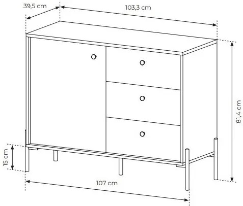 Comodă Scandia D3S (Stejar scandi + jedlička scandi). 1071388