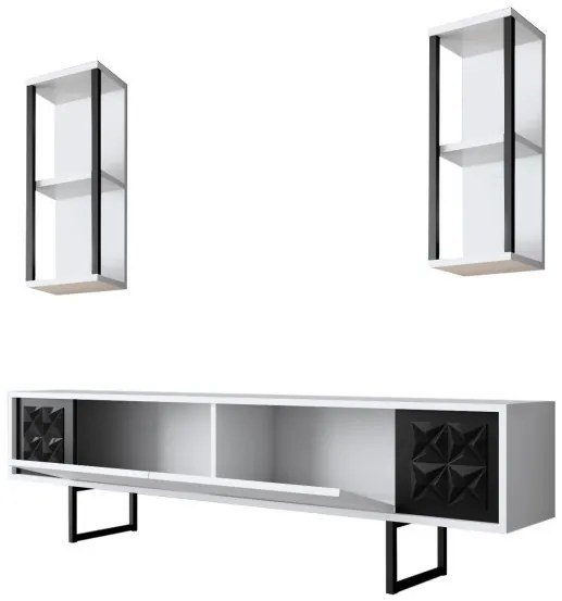Set de mobilier pentru living Black, Alb- Negru