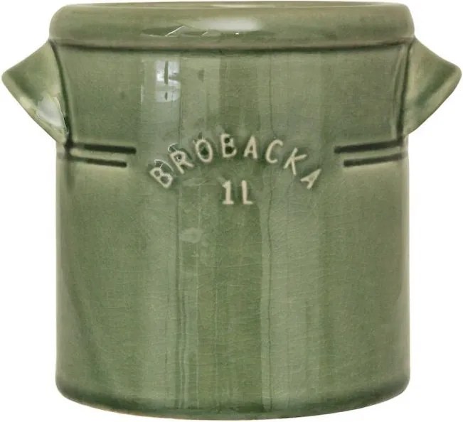 Ghiveci din ceramică glazurată manual 1L verde închis, „Brobacka"