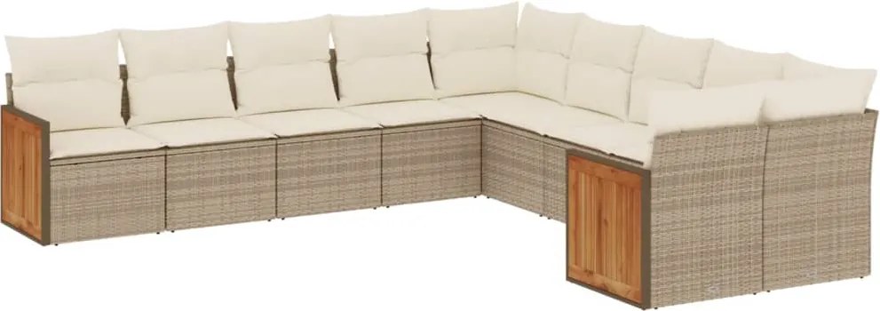 vidaXL Set canapele de grădină cu perne, 10 piese, bej, poliratan