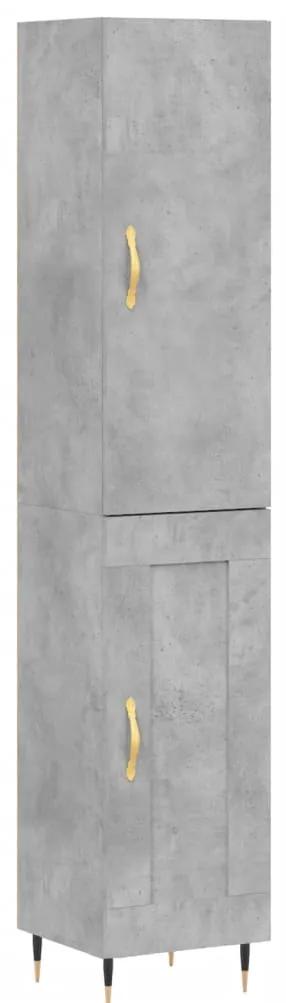 3199093 vidaXL Dulap înalt, gri beton, 34,5x34x180 cm, lemn prelucrat