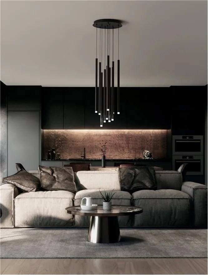 Lustra cu 10 pendule LED design tubular DANDIA