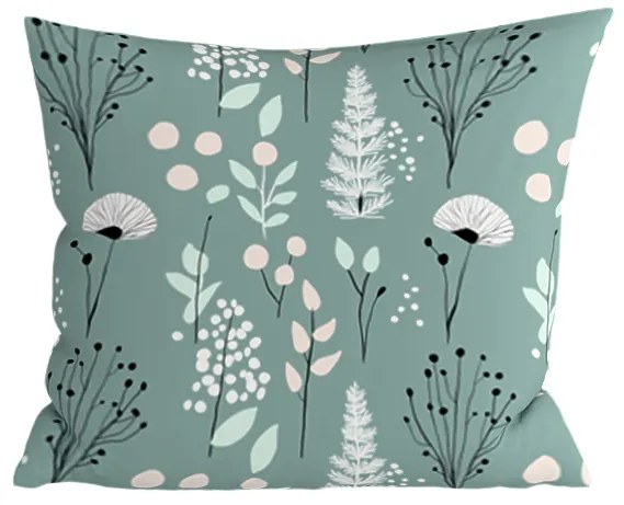 Husa decorativa pentru perna WILD FLOWERS 45x45 cm, mentolovy
