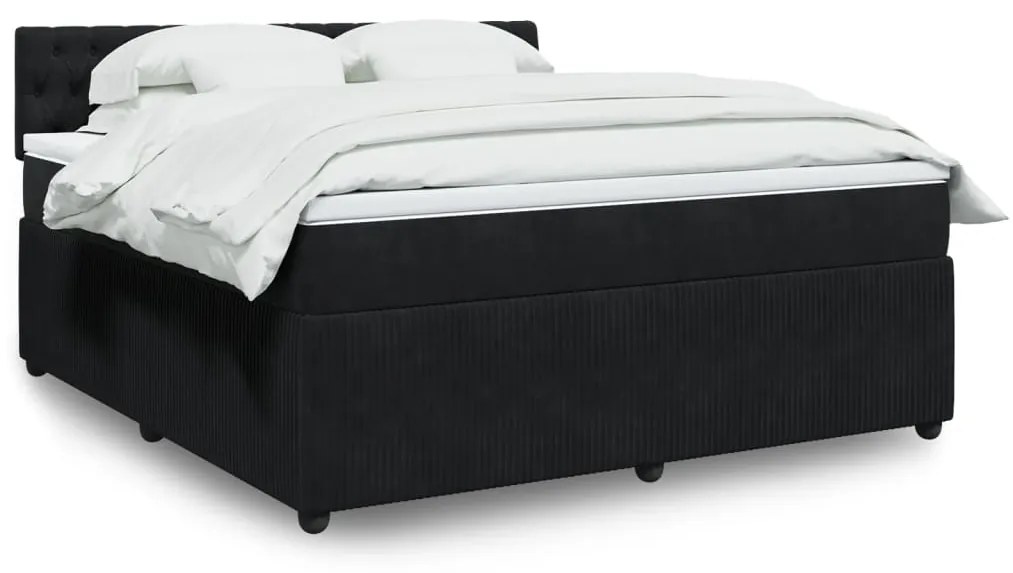 3290114 vidaXL Pat box spring cu saltea, negru, 180x200 cm, catifea