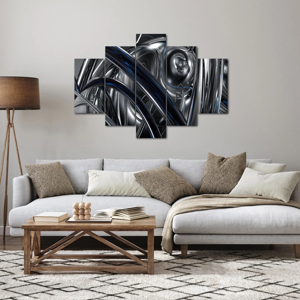 Tabloul cu abstracție gri cu albastru (150x105 cm)