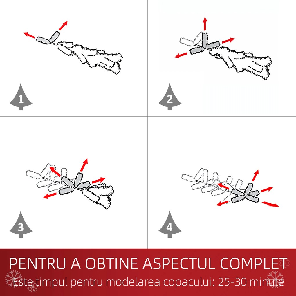 Brad de Craciun Artificial Inalt cu Baza Pliabila, 380 Ramuri, din PVC si Metal, de sarbatori, Verde HOMCOM | Aosom Romania