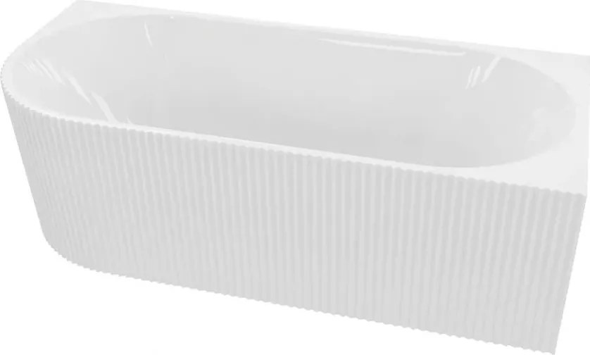 Cada freestanding Rune Birka acril alb riflat 170x80 cm montaj dreapta lipitadeperete,BTW