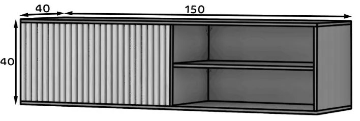 Comoda TV suspendata MEORATI 150x40 cm, negru/stejar artisan