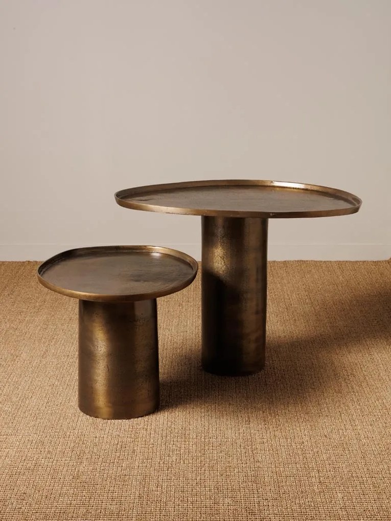 Set 2 masute de cafea, rotunde, din aluminiu, Organic