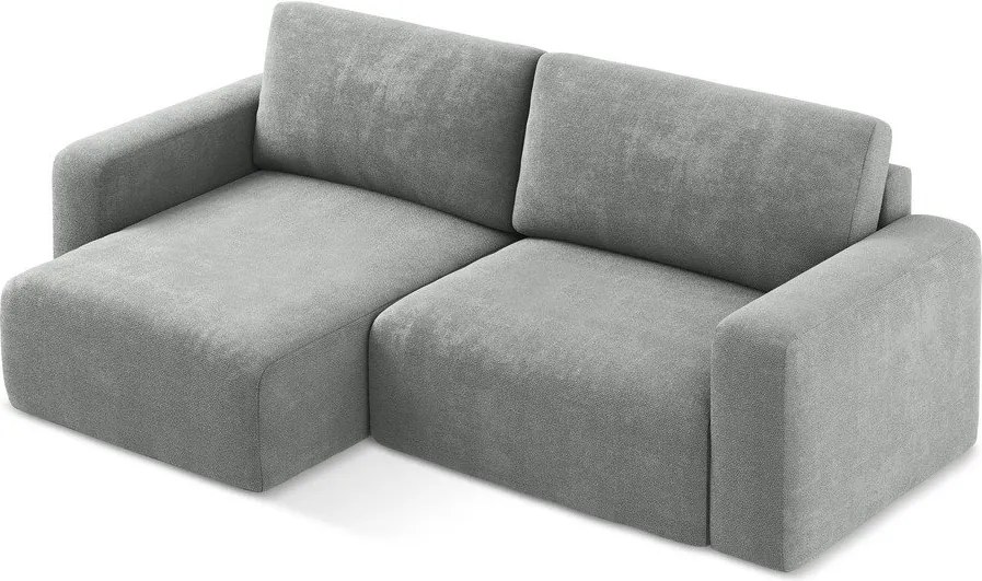 Colțar gri extensibil/cu spațiu de depozitare cu tapițerie din chenille (cu colț pe partea stângă/cu șezlong) Kona – Makamii