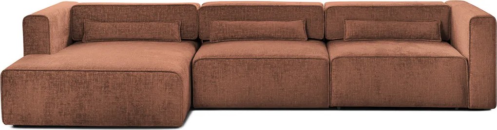 Colțar Extensibil 5 locuri ZANETTO, cu ladă de depozitare, 340x157x70 cm, Bordeaux-Onyx / Stanga