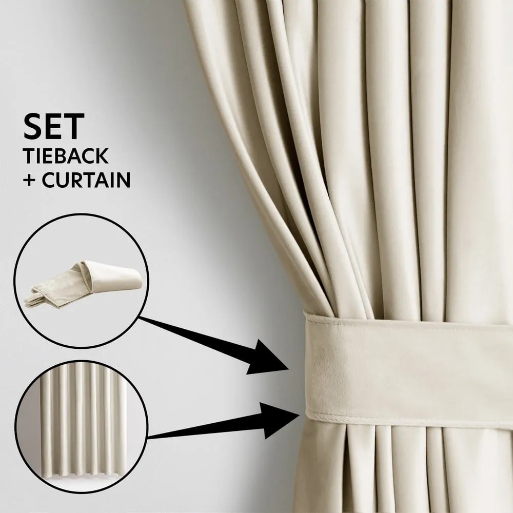 Draperie bej dimout (semi-opacă) din catifea 140x245 cm Eyelets – Restilo