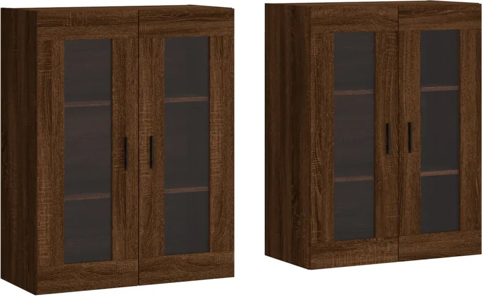 vidaXL Dulapuri montate pe perete 2 buc. stejar maro, lemn prelucrat