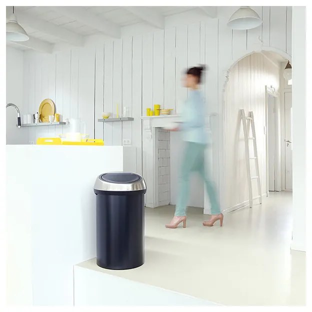 Cos de gunoi Brabantia Touch Bin 647251, 60 L, Deschidere lina si silentioasa, Negru/inox