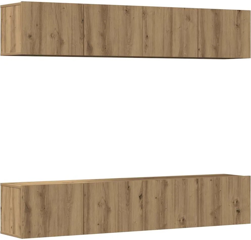 vidaXL Dulapuri TV montate pe perete 4 buc. stejar artizanal lemn