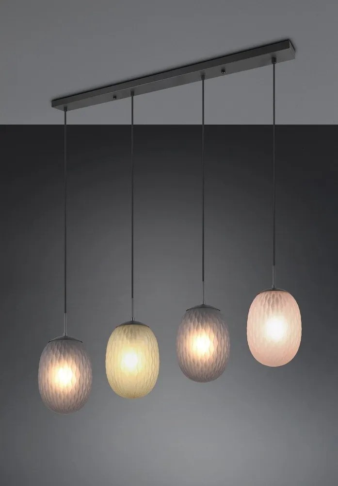 Lustră negru-mat cu abajur din sticlă Facette – Trio