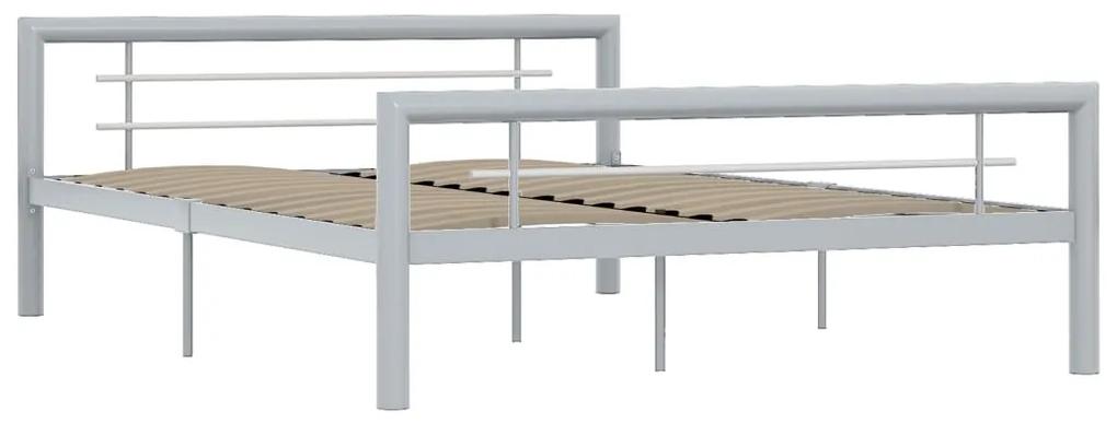 284560 vidaXL Cadru de pat, gri și alb, 160 x 200 cm, metal